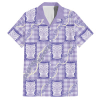 Aloha Hawaii Tiki Palaka Motifs Hawaiian Shirt Honohono Lei Purple Elegant Vibes