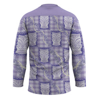Aloha Hawaii Tiki Palaka Motifs Hockey Jersey Honohono Lei Purple Elegant Vibes