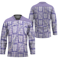 Aloha Hawaii Tiki Palaka Motifs Hockey Jersey Honohono Lei Purple Elegant Vibes