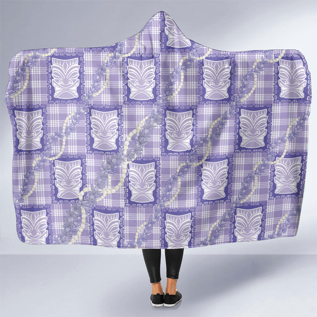 Aloha Hawaii Tiki Palaka Motifs Hooded Blanket Honohono Lei Purple Elegant Vibes LT14 One Size Purple - Polynesian Pride