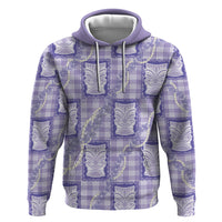 Aloha Hawaii Tiki Palaka Motifs Hoodie Honohono Lei Purple Elegant Vibes