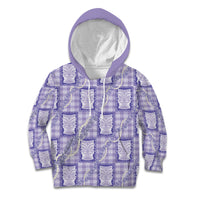 Aloha Hawaii Tiki Palaka Motifs Kid Hoodie Honohono Lei Purple Elegant Vibes