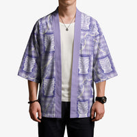 Aloha Hawaii Tiki Palaka Motifs Kimono Honohono Lei Purple Elegant Vibes LT14 - Polynesian Pride