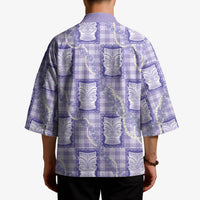 Aloha Hawaii Tiki Palaka Motifs Kimono Honohono Lei Purple Elegant Vibes LT14 - Polynesian Pride