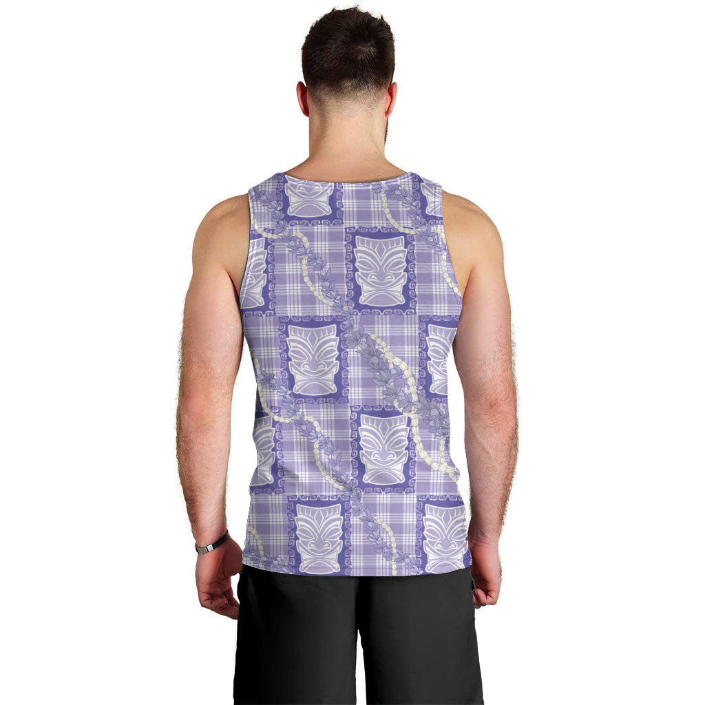 Aloha Hawaii Tiki Palaka Motifs Men Tank Top Honohono Lei Purple Elegant Vibes LT14 - Polynesian Pride