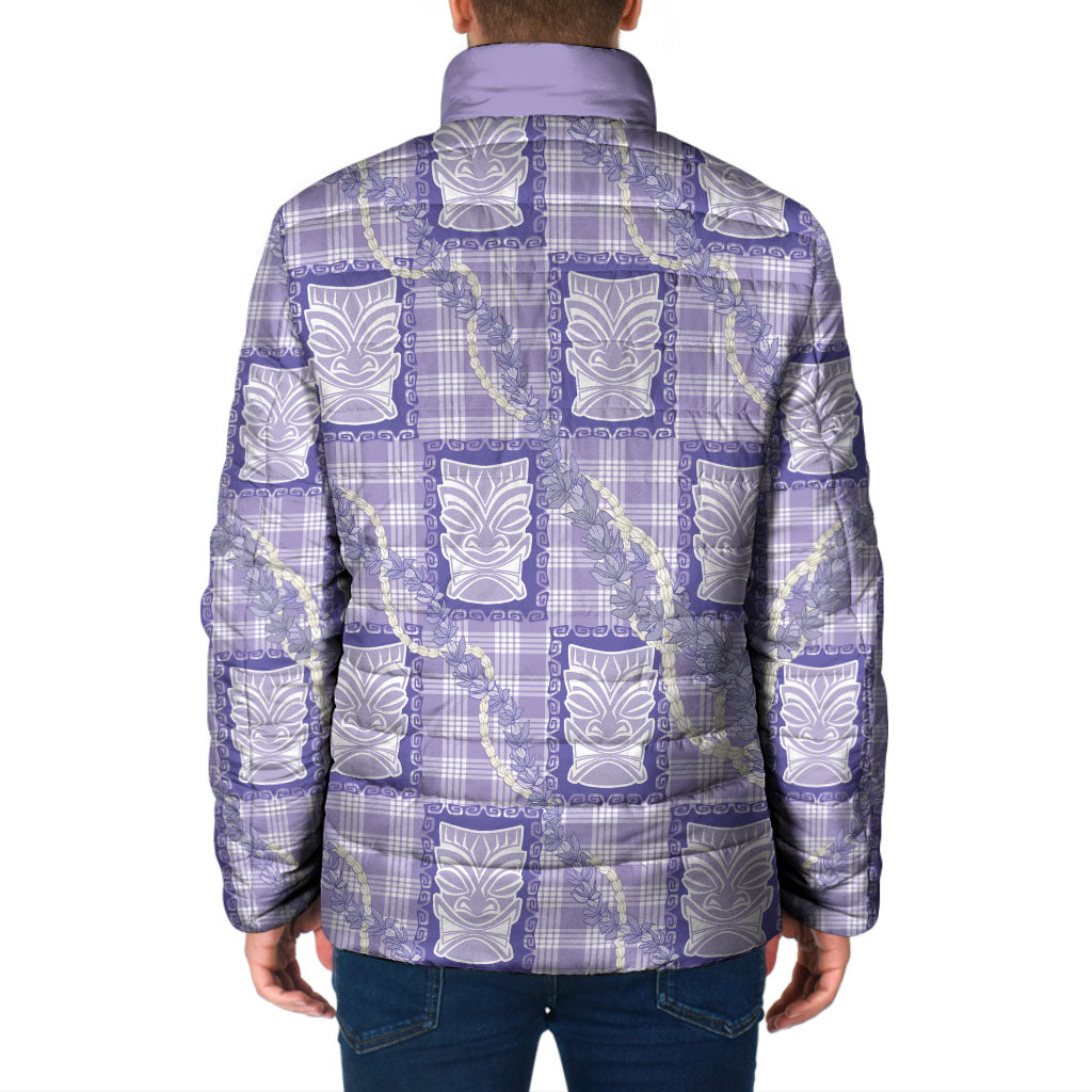 Aloha Hawaii Tiki Palaka Motifs Padded Jacket Honohono Lei Purple Elegant Vibes LT14 - Polynesian Pride