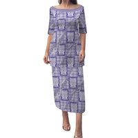 Aloha Hawaii Tiki Palaka Motifs Puletasi Honohono Lei Purple Elegant Vibes LT14 Long Dress Purple - Polynesian Pride