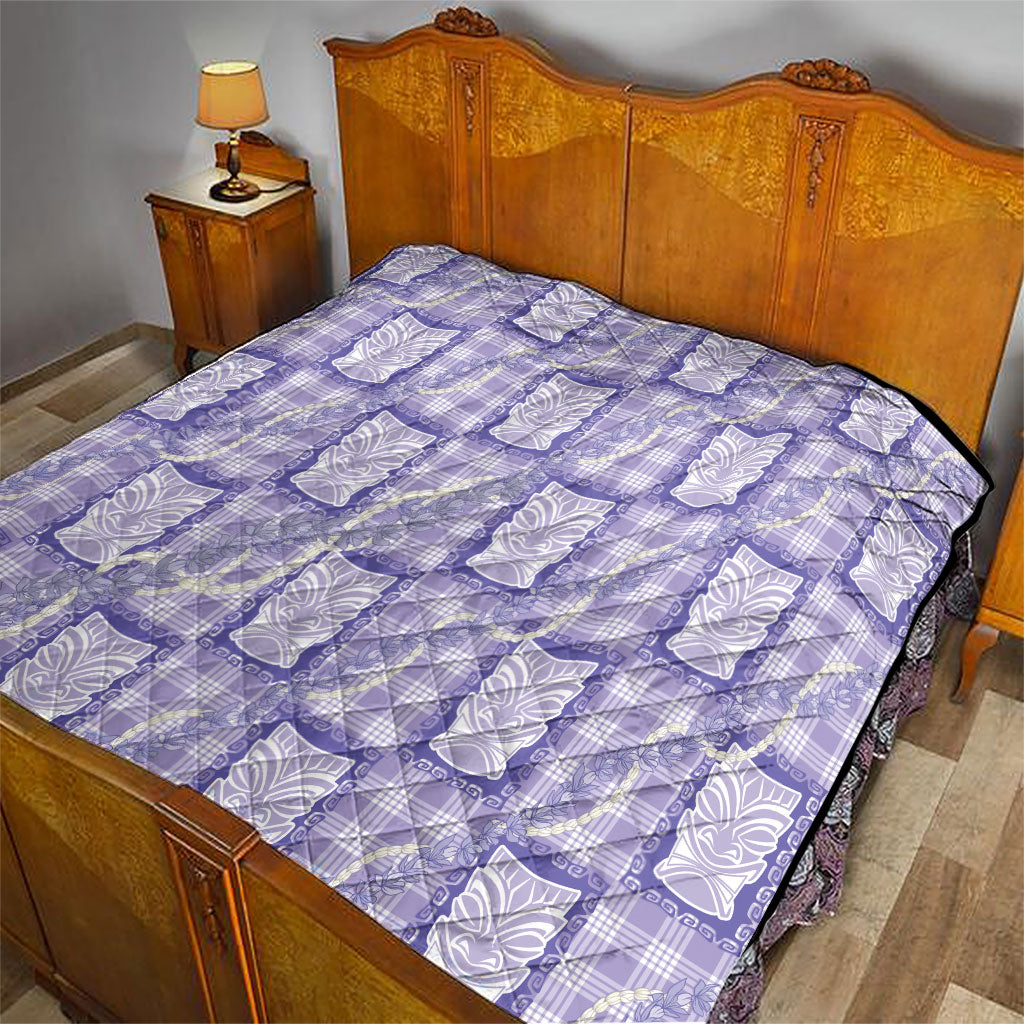 Aloha Hawaii Tiki Palaka Motifs Quilt Honohono Lei Purple Elegant Vibes LT14 - Polynesian Pride