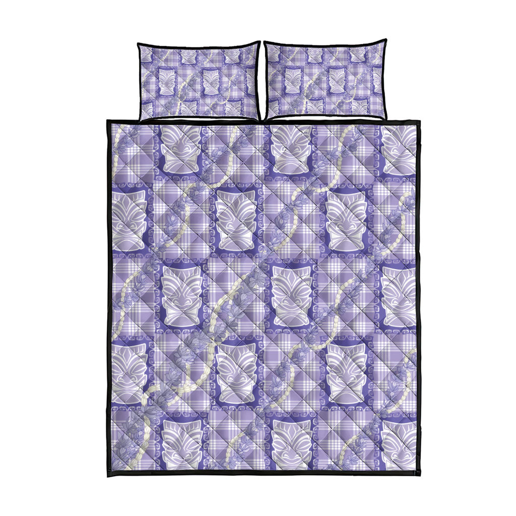 Aloha Hawaii Tiki Palaka Motifs Quilt Bed Set Honohono Lei Purple Elegant Vibes LT14 - Polynesian Pride