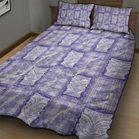Aloha Hawaii Tiki Palaka Motifs Quilt Bed Set Honohono Lei Purple Elegant Vibes LT14 - Polynesian Pride