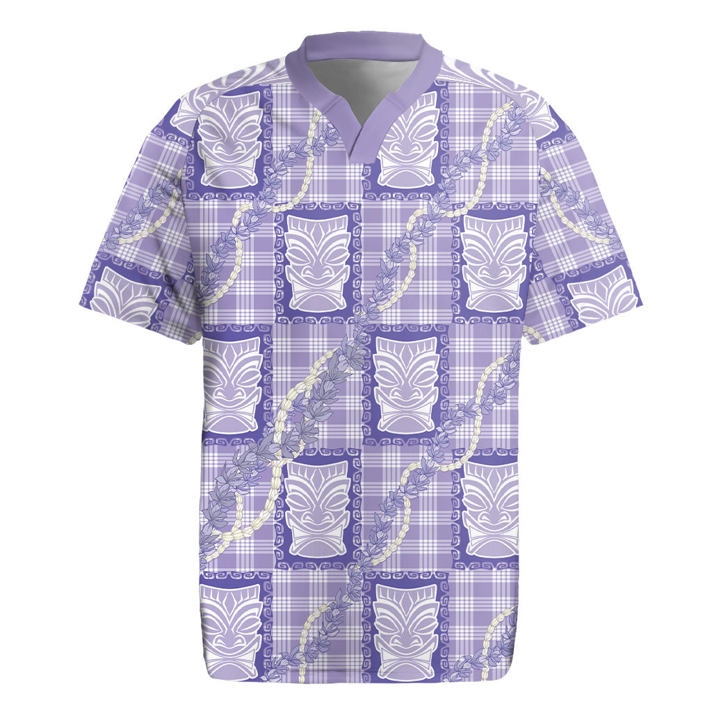 Aloha Hawaii Tiki Palaka Motifs Rugby Jersey Honohono Lei Purple Elegant Vibes LT14 Purple - Polynesian Pride