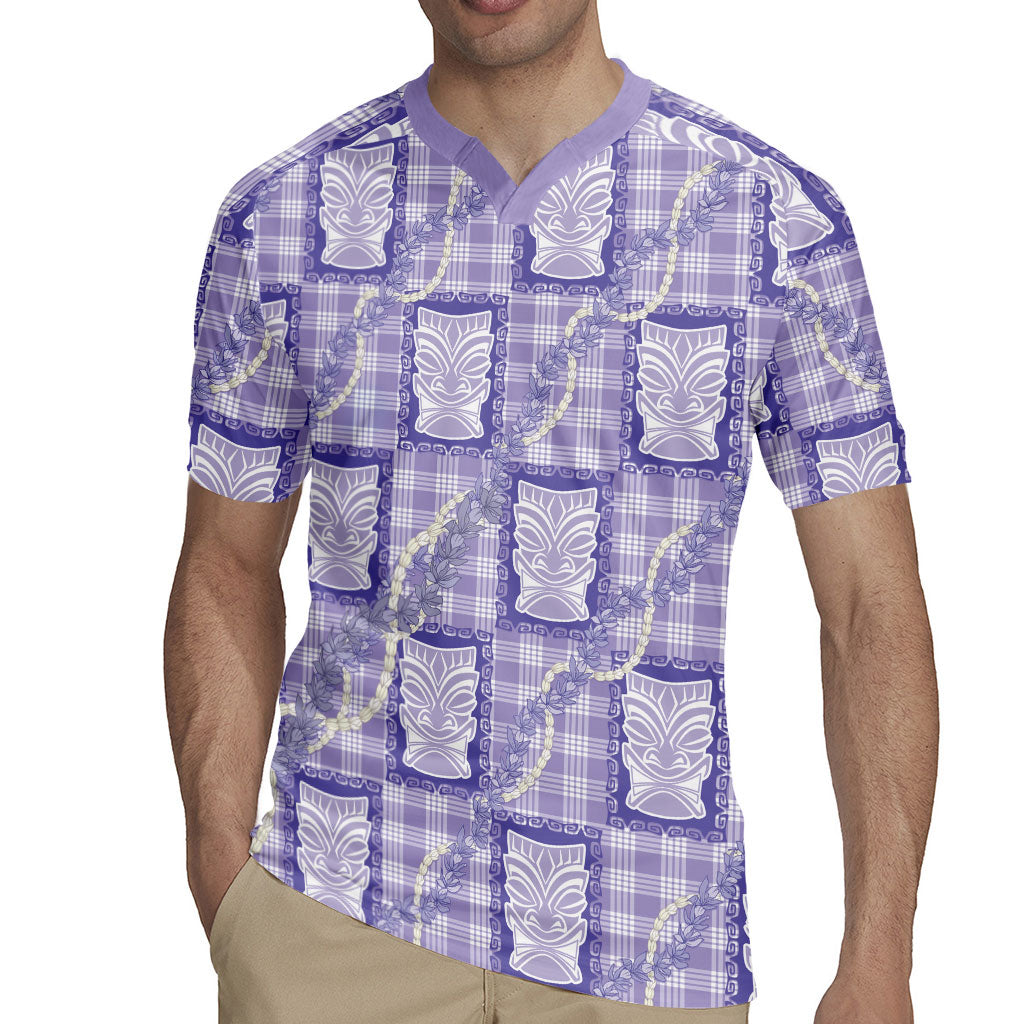 Aloha Hawaii Tiki Palaka Motifs Rugby Jersey Honohono Lei Purple Elegant Vibes LT14 - Polynesian Pride