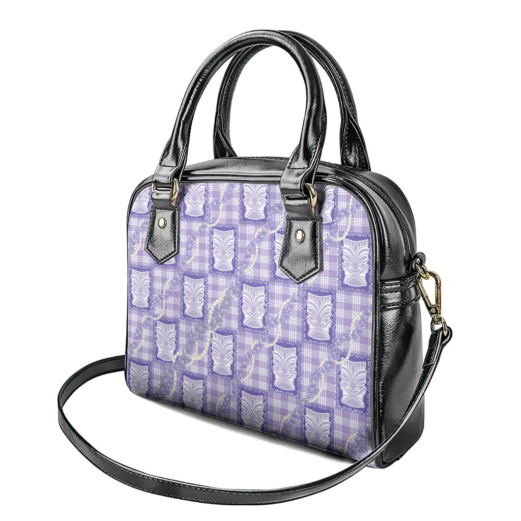 Aloha Hawaii Tiki Palaka Motifs Shoulder Handbag Honohono Lei Purple Elegant Vibes LT14 - Polynesian Pride