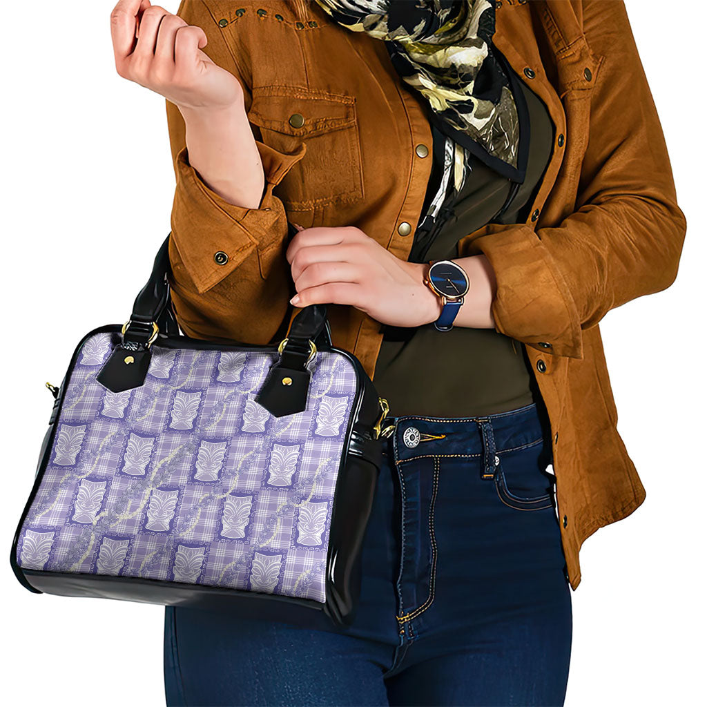 Aloha Hawaii Tiki Palaka Motifs Shoulder Handbag Honohono Lei Purple Elegant Vibes LT14 - Polynesian Pride