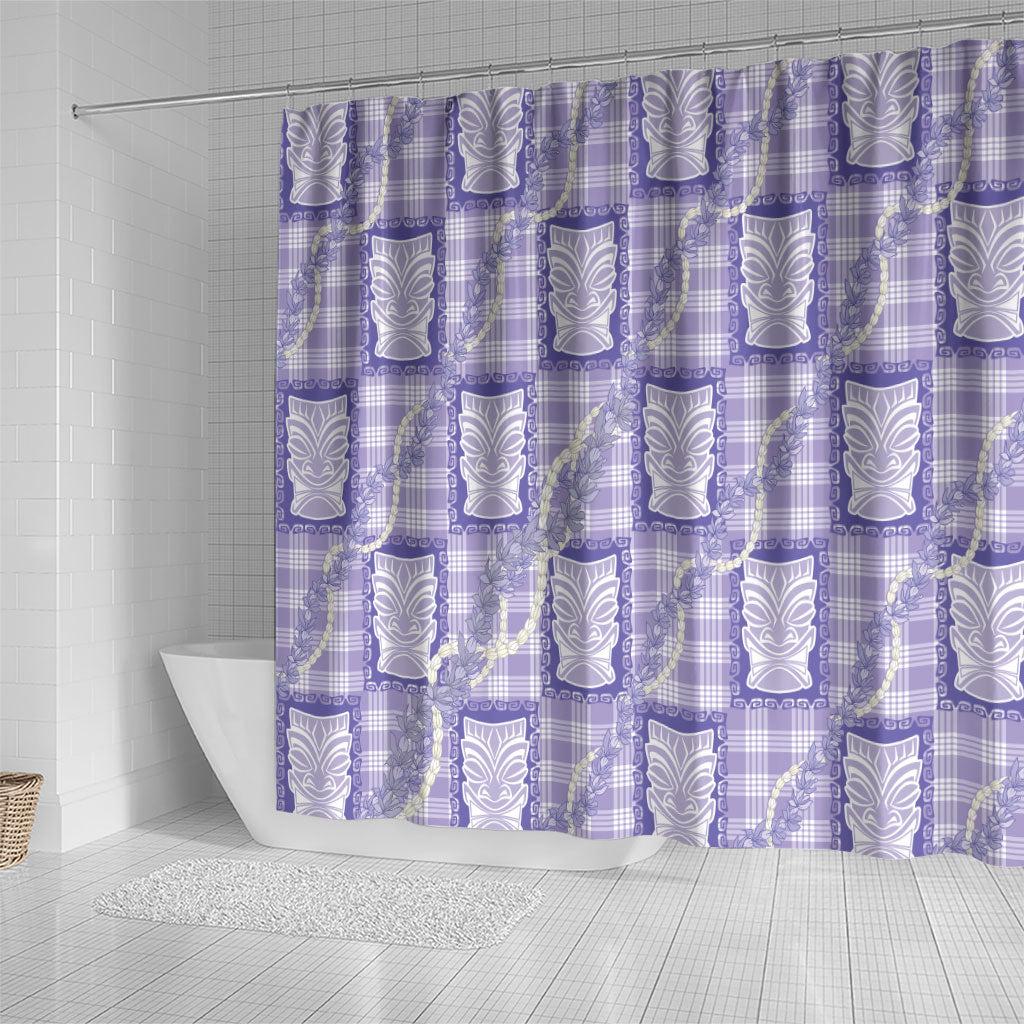 Aloha Hawaii Tiki Palaka Motifs Shower Curtain Honohono Lei Purple Elegant Vibes LT14 - Polynesian Pride