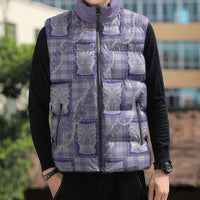 Aloha Hawaii Tiki Palaka Motifs Sleeveless Puffer Jacket Honohono Lei Purple Elegant Vibes LT14 - Polynesian Pride