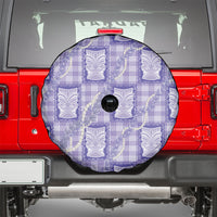 Aloha Hawaii Tiki Palaka Motifs Spare Tire Cover Honohono Lei Purple Elegant Vibes