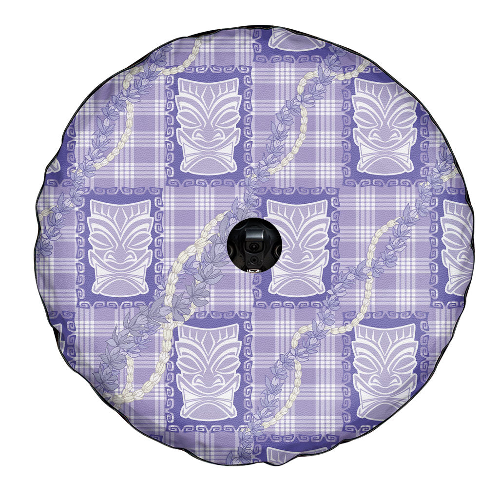 Aloha Hawaii Tiki Palaka Motifs Spare Tire Cover Honohono Lei Purple Elegant Vibes