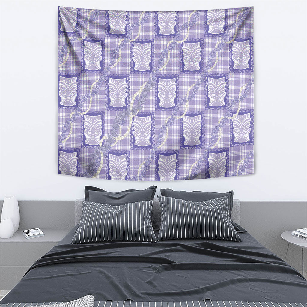 Aloha Hawaii Tiki Palaka Motifs Tapestry Honohono Lei Purple Elegant Vibes LT14 - Polynesian Pride