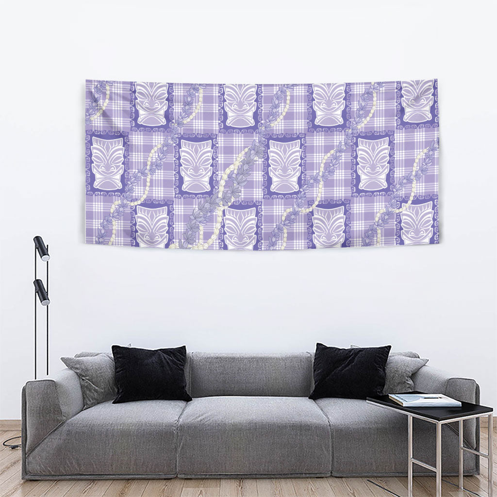 Aloha Hawaii Tiki Palaka Motifs Tapestry Honohono Lei Purple Elegant Vibes LT14 - Polynesian Pride