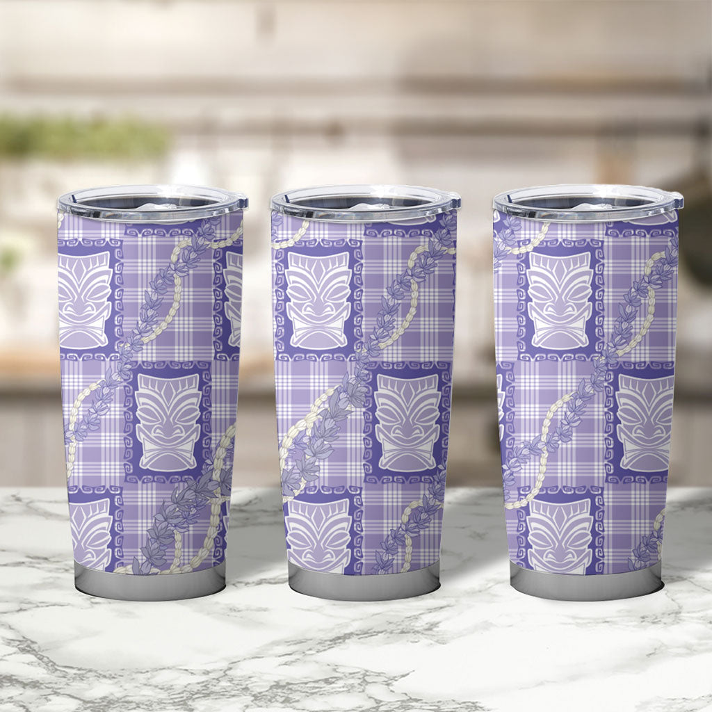 Aloha Hawaii Tiki Palaka Motifs Tumbler Cup Honohono Lei Purple Elegant Vibes