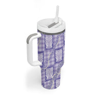 Aloha Hawaii Tiki Palaka Motifs Tumbler With Handle Honohono Lei Purple Elegant Vibes LT14 - Polynesian Pride