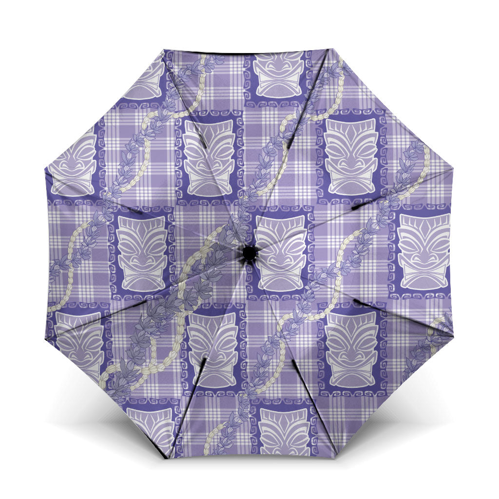 Aloha Hawaii Tiki Palaka Motifs Umbrella Honohono Lei Purple Elegant Vibes LT14 One Size Folded 11.42 inch Opened Diameter 37.4 inch Purple - Polynesian Pride