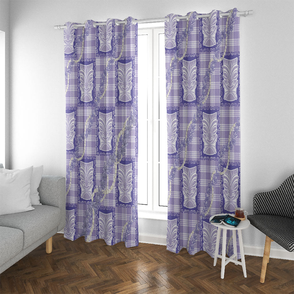 Aloha Hawaii Tiki Palaka Motifs Window Curtain Honohono Lei Purple Elegant Vibes LT14 With Grommets Purple - Polynesian Pride
