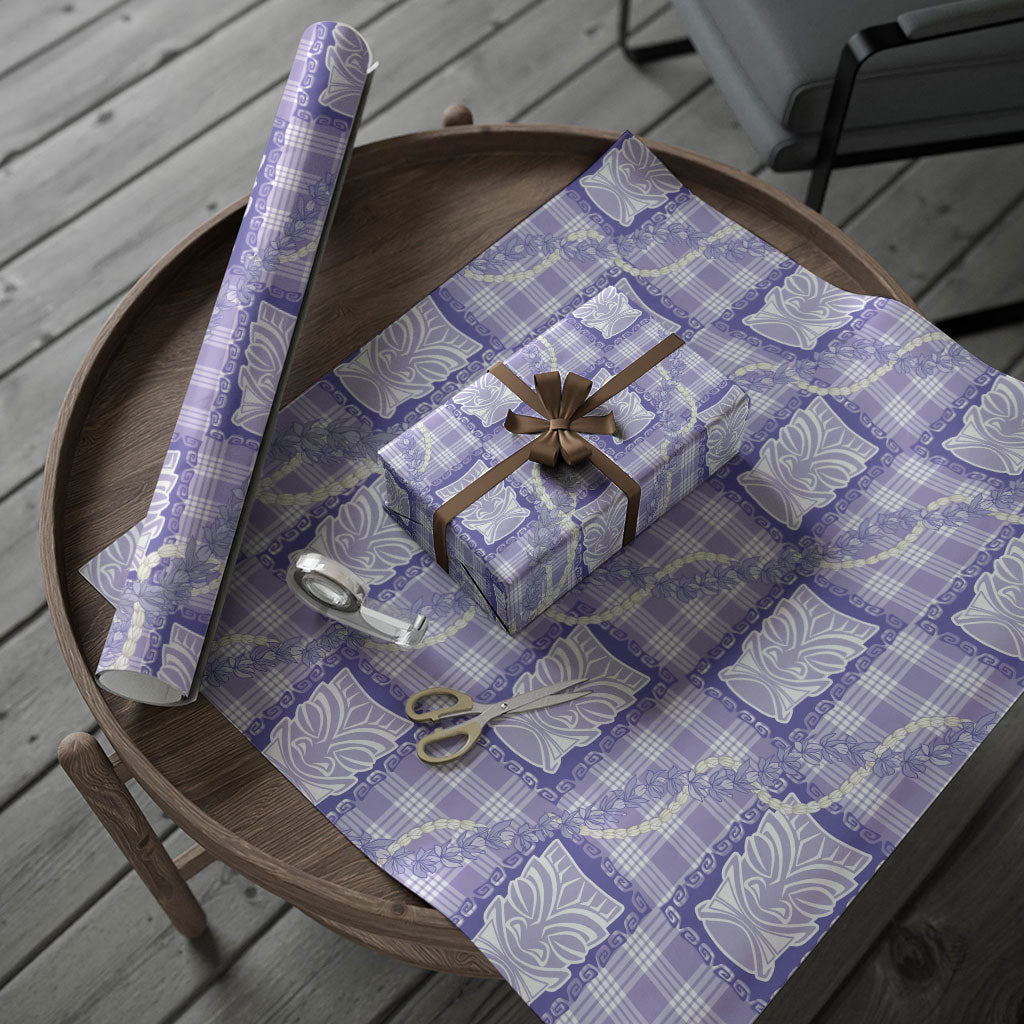 Aloha Hawaii Tiki Palaka Motifs Wrapping Paper Honohono Lei Purple Elegant Vibes LT14 - Polynesian Pride