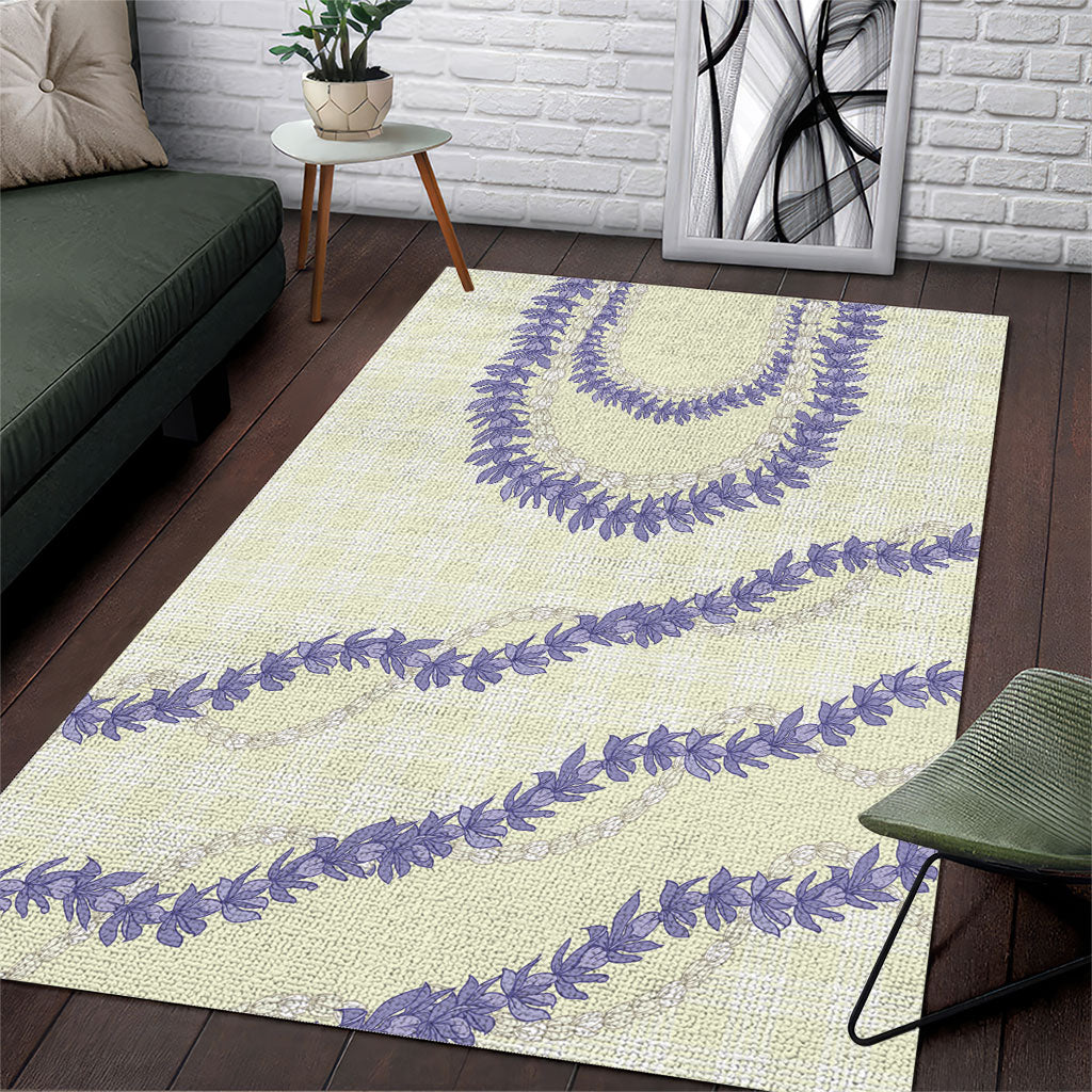 Hawaii Honohono Palaka Motifs Area Rug Hawaiian Orchid Lei LT14 Cream - Polynesian Pride
