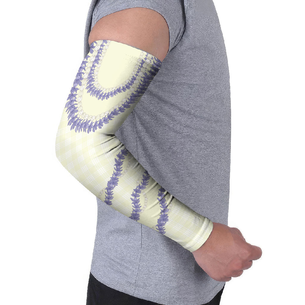 Hawaii Honohono Palaka Motifs Arm Sleeves Hawaiian Orchid Lei