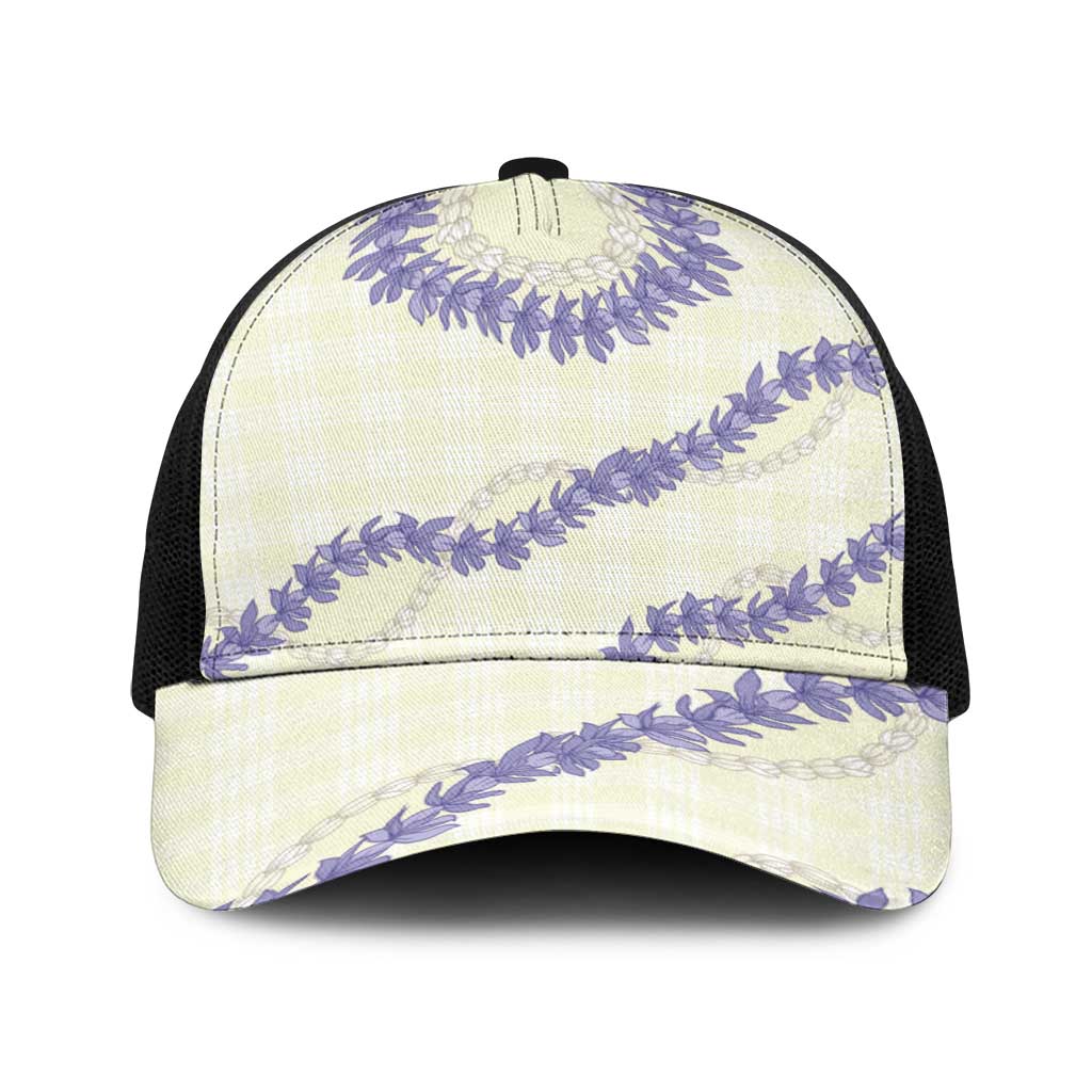 Hawaii Honohono Palaka Motifs Baseball Net Cap Hawaiian Orchid Lei LT14 One Size Black Cream - Polynesian Pride