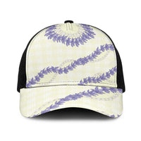 Hawaii Honohono Palaka Motifs Baseball Net Cap Hawaiian Orchid Lei LT14 One Size Black Cream - Polynesian Pride