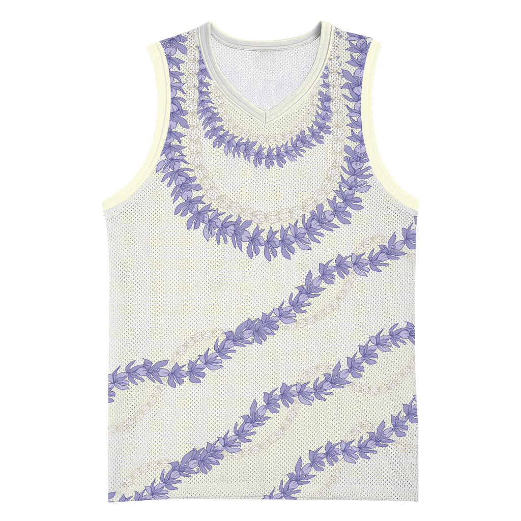 Hawaii Honohono Palaka Motifs Basketball Jersey Hawaiian Orchid Lei LT14 Unisex Cream - Polynesian Pride