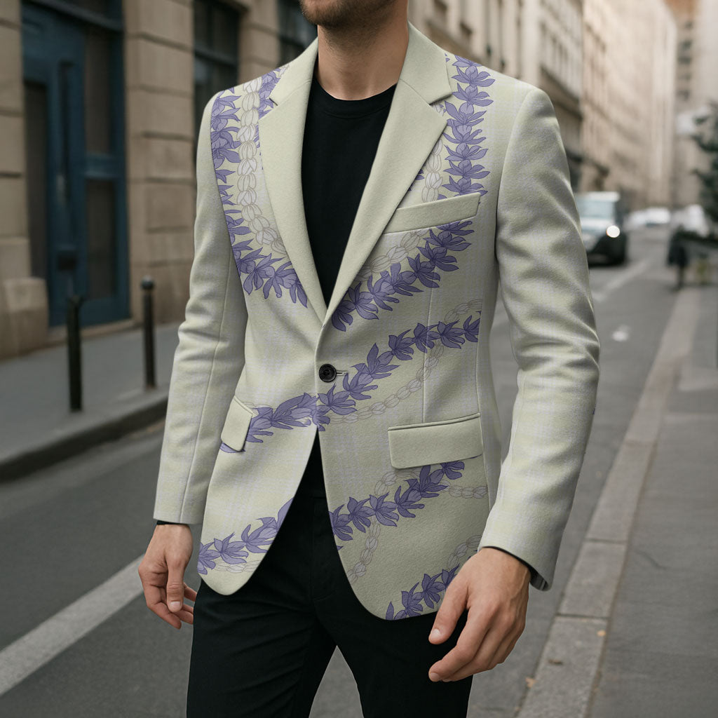 Hawaii Honohono Palaka Motifs Blazer Hawaiian Orchid Lei