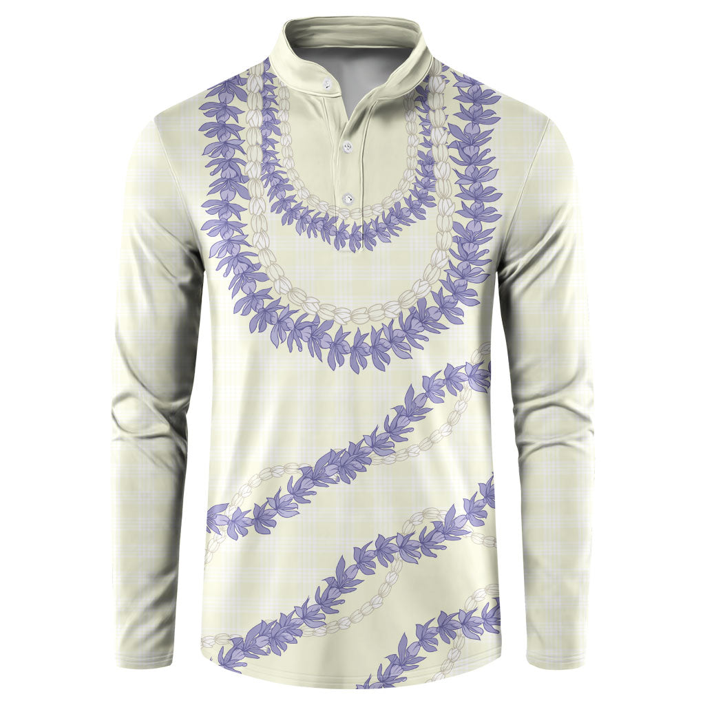 Hawaii Honohono Palaka Motifs Button Sweatshirt Hawaiian Orchid Lei