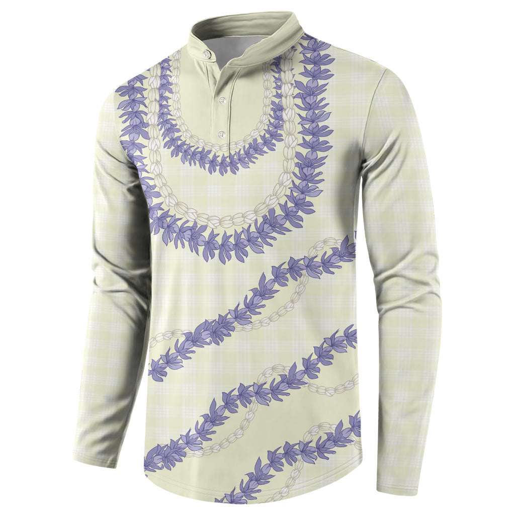 Hawaii Honohono Palaka Motifs Button Sweatshirt Hawaiian Orchid Lei