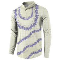 Hawaii Honohono Palaka Motifs Button Sweatshirt Hawaiian Orchid Lei