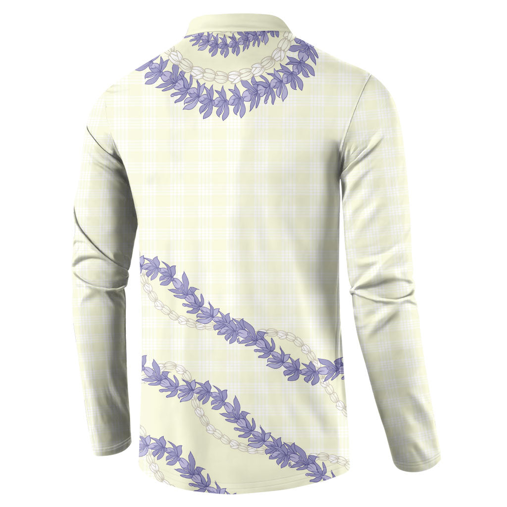 Hawaii Honohono Palaka Motifs Button Sweatshirt Hawaiian Orchid Lei