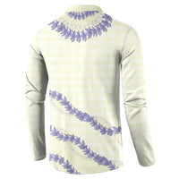 Hawaii Honohono Palaka Motifs Button Sweatshirt Hawaiian Orchid Lei