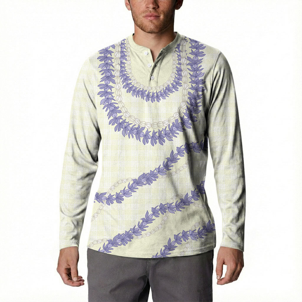Hawaii Honohono Palaka Motifs Button Sweatshirt Hawaiian Orchid Lei