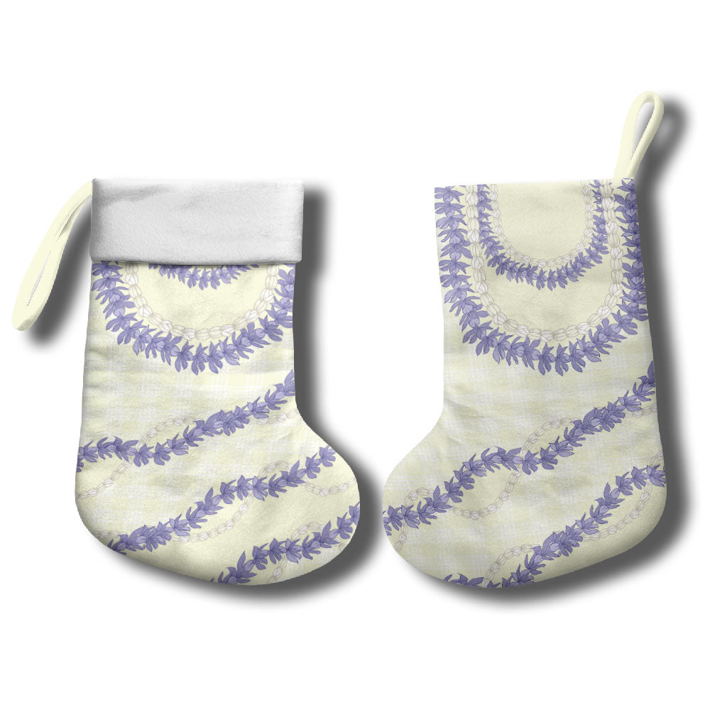 Hawaii Honohono Palaka Motifs Christmas Stocking Hawaiian Orchid Lei LT14 - Polynesian Pride
