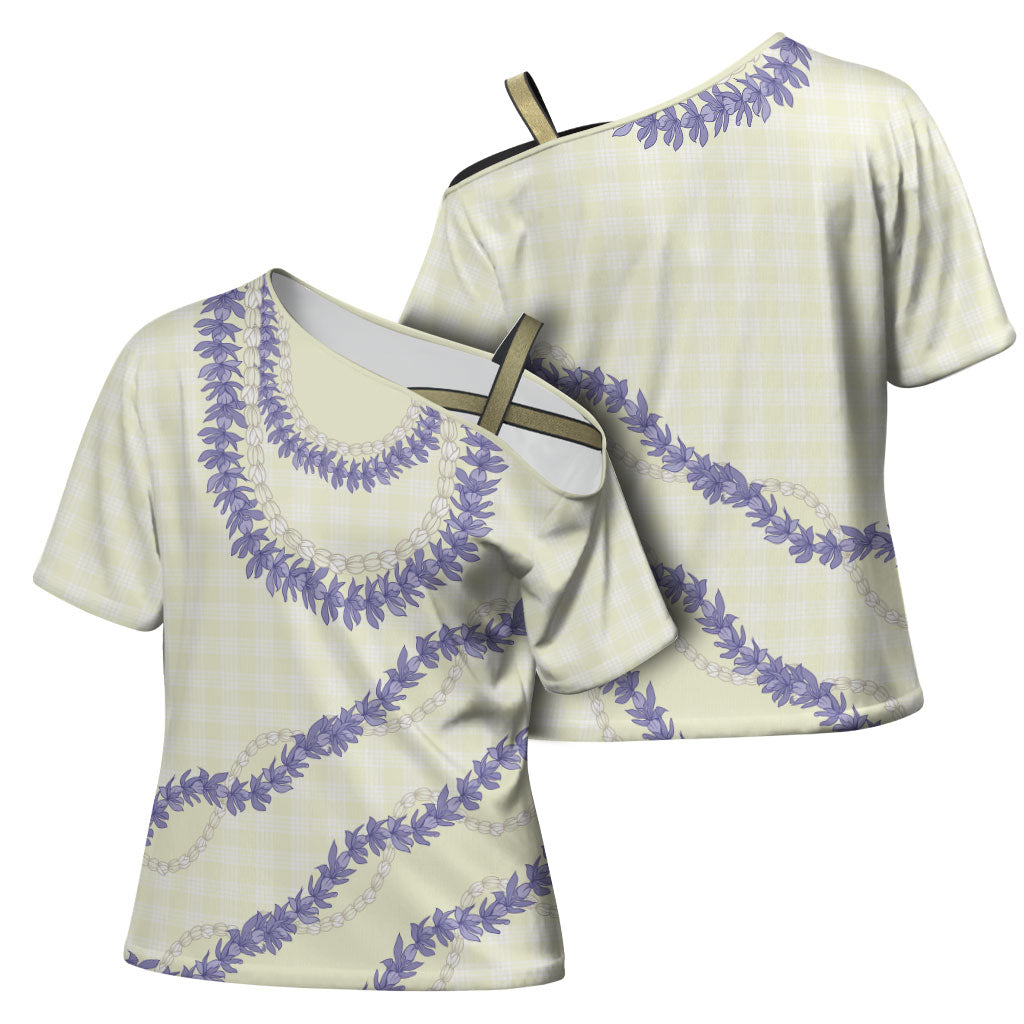 Hawaii Honohono Palaka Motifs Cross Shoulder Shirt Hawaiian Orchid Lei LT14 - Polynesian Pride