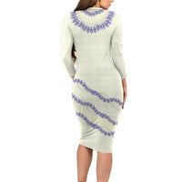 Hawaii Honohono Palaka Motifs Family Matching Long Sleeve Bodycon Dress and Hawaiian Shirt Hawaiian Orchid Lei LT14 - Polynesian Pride