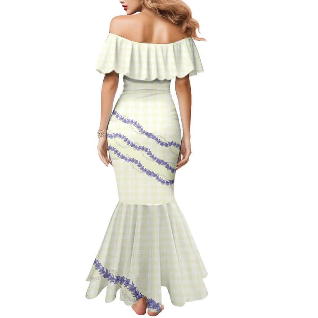 Hawaii Honohono Palaka Motifs Family Matching Mermaid Dress and Hawaiian Shirt Hawaiian Orchid Lei LT14 - Polynesian Pride