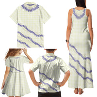 Hawaii Honohono Palaka Motifs Family Matching Tank Maxi Dress and Hawaiian Shirt Hawaiian Orchid Lei LT14 - Polynesian Pride