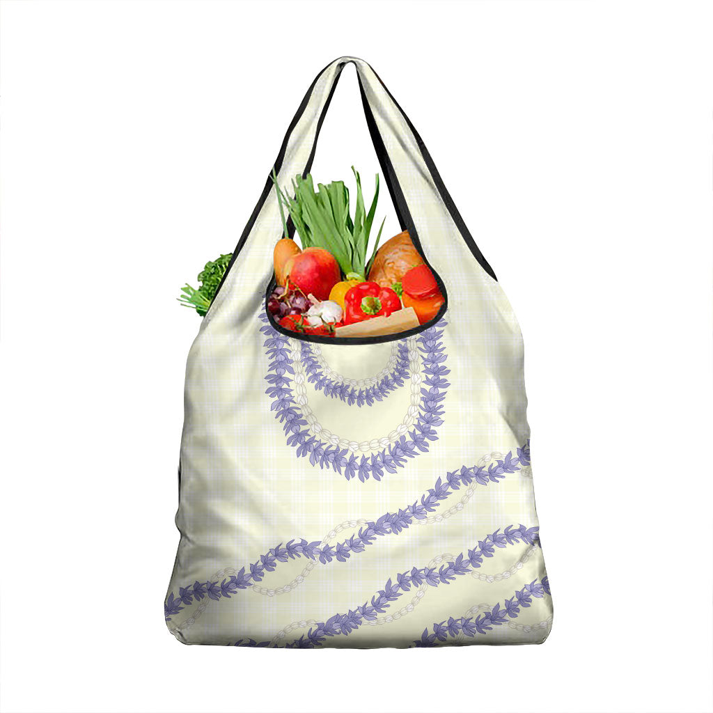 Hawaii Honohono Palaka Motifs Grocery Bag Hawaiian Orchid Lei LT14 1-pack One Size Cream - Polynesian Pride