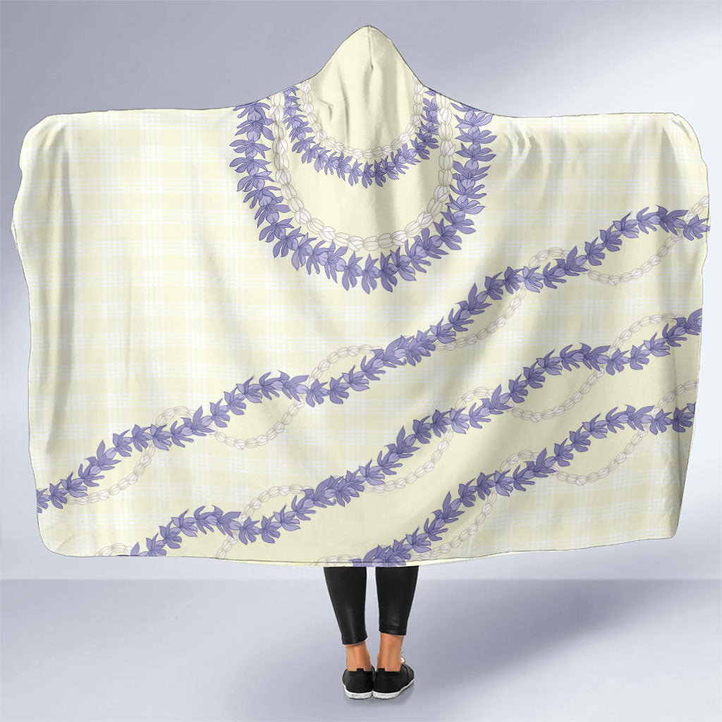 Hawaii Honohono Palaka Motifs Hooded Blanket Hawaiian Orchid Lei LT14 One Size Cream - Polynesian Pride