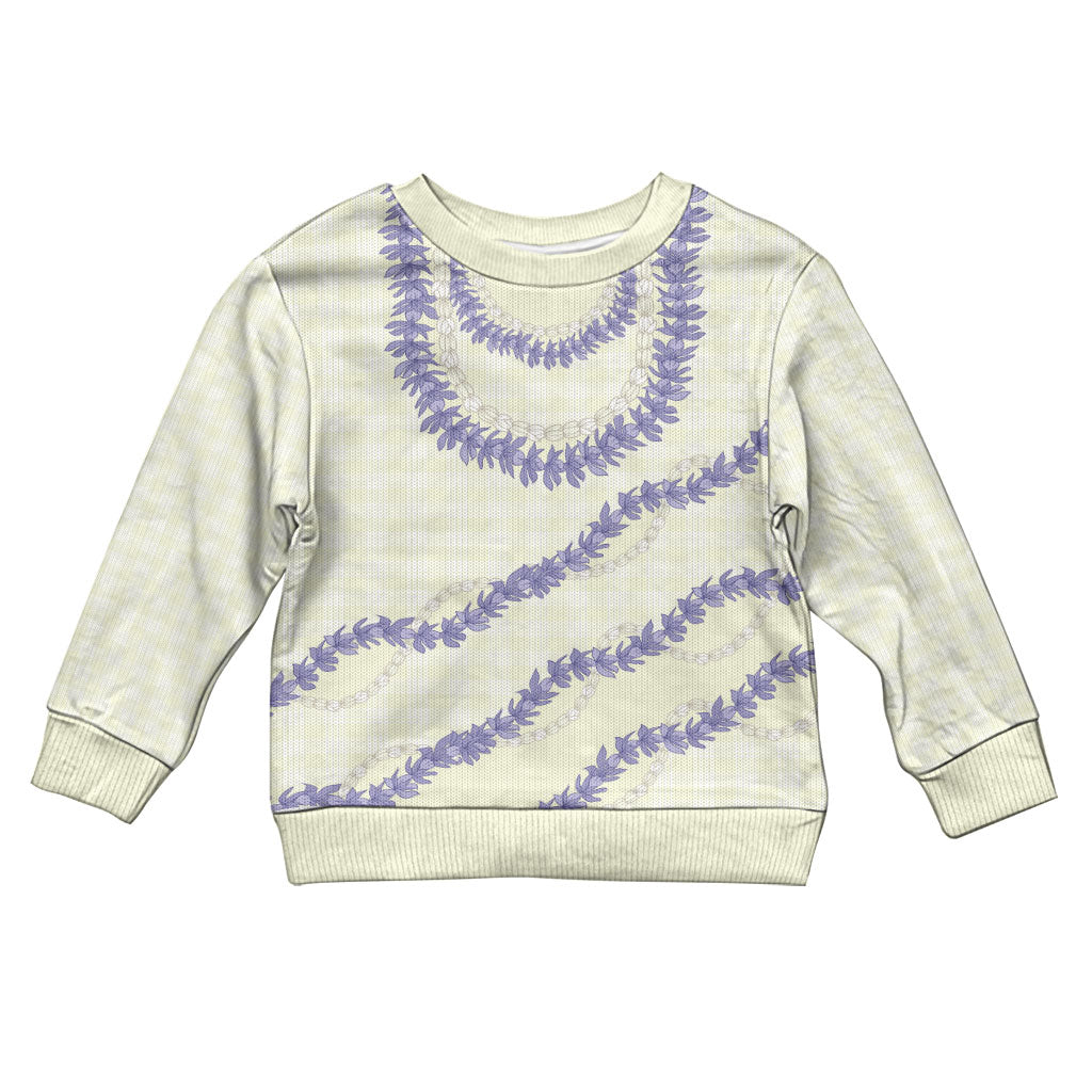 Hawaii Honohono Palaka Motifs Kid Ugly Christmas Sweater Hawaiian Orchid Lei LT14 Kid Cream - Polynesian Pride