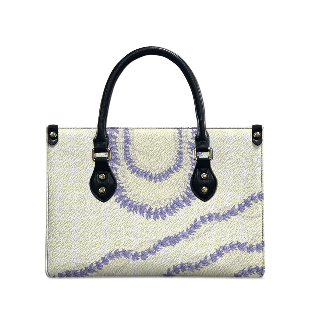 Hawaii Honohono Palaka Motifs Leather Bag Hawaiian Orchid Lei